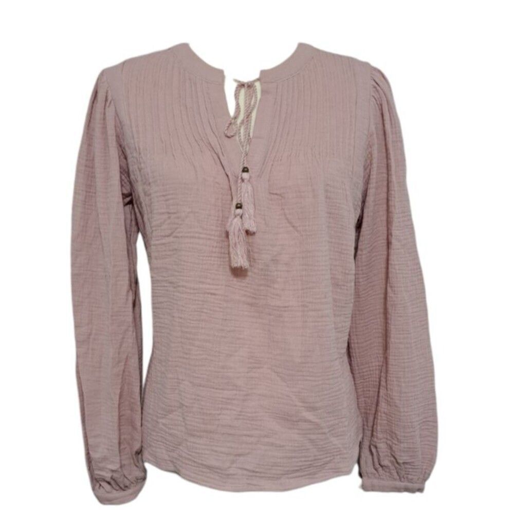 Magaschoni Women's Long Puff Sleeves Dusty Rose 100% Organic Cotton Medium